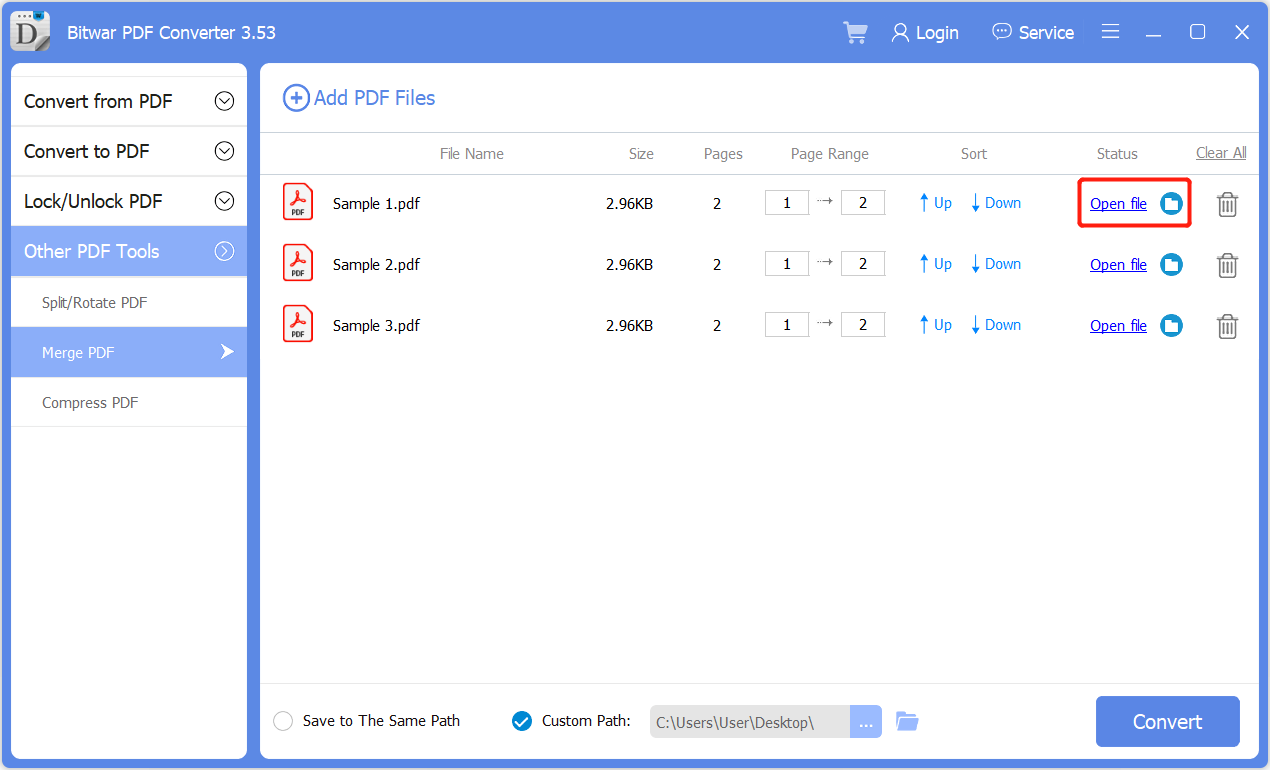 Open Merge PDF File