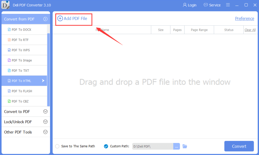 Add PDF HTML Files